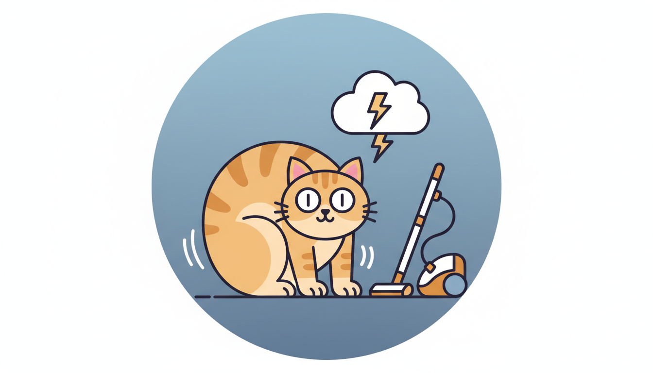 Icon of a cat flinching at loud noises like thunder or vacuum cleaners